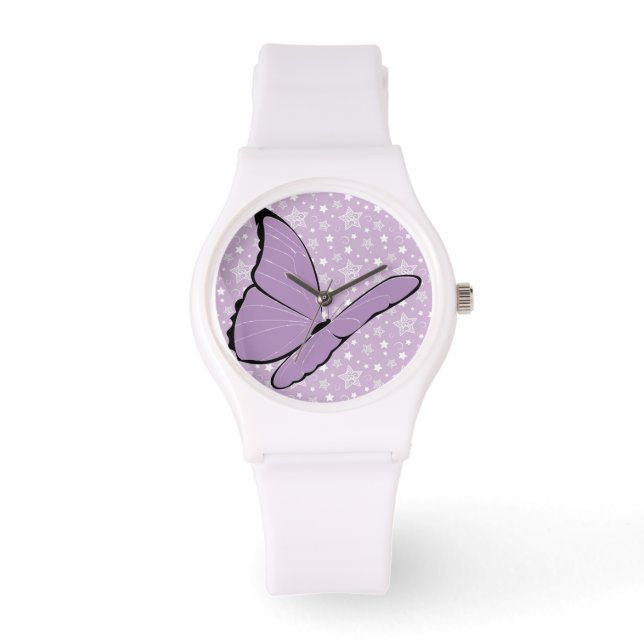 Lila Awareness Butterfly Armbandsur (Framsida)