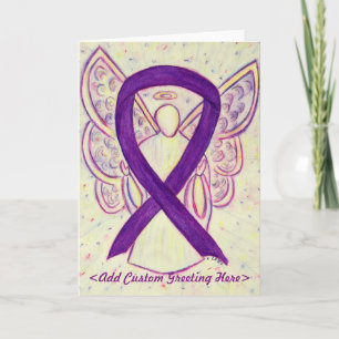 Lila Awareness Ribbon Angel Anpassningsbar Greetin Kort