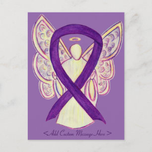 Lila Awareness Ribbon Angel Anpassningsbar Postcar Vykort
