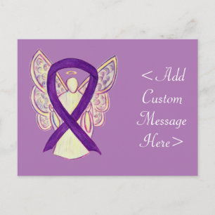 Lila Awareness Ribbon Angel Anpassningsbar Postcar Vykort