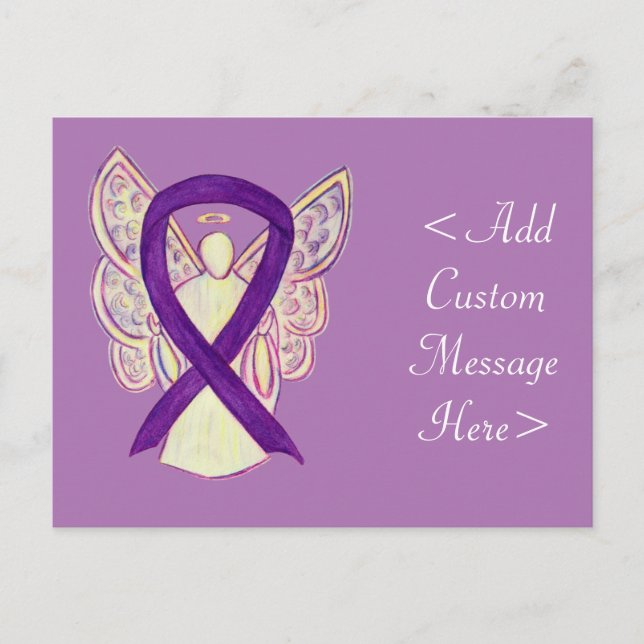 Lila Awareness Ribbon Angel Anpassningsbar Postcar Vykort (Framsida)