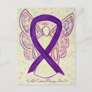Lila Awareness Ribbon Angel Anpassningsbar Postcar Vykort