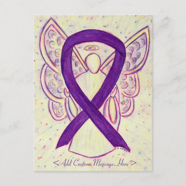 Lila Awareness Ribbon Angel Anpassningsbar Postcar Vykort (Framsida)