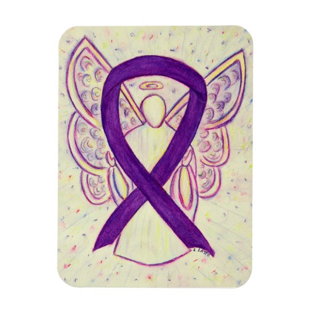Lila Awareness Ribbon Angel Art Anpassningsbar Mag Magnet (Vertikal)