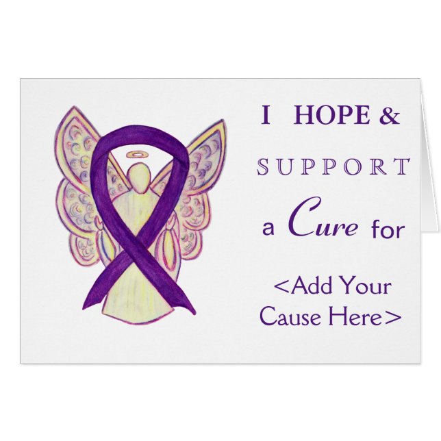 Lila Awareness Ribbon Angel Art Greeting Cards Hälsningskort (Framsidan Horizontal)