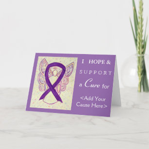 Lila Awareness Ribbon Angel Art Greeting Cards Kort