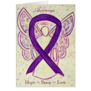 Lila Awareness Ribbon Angel Greeting Card Hälsningskort
