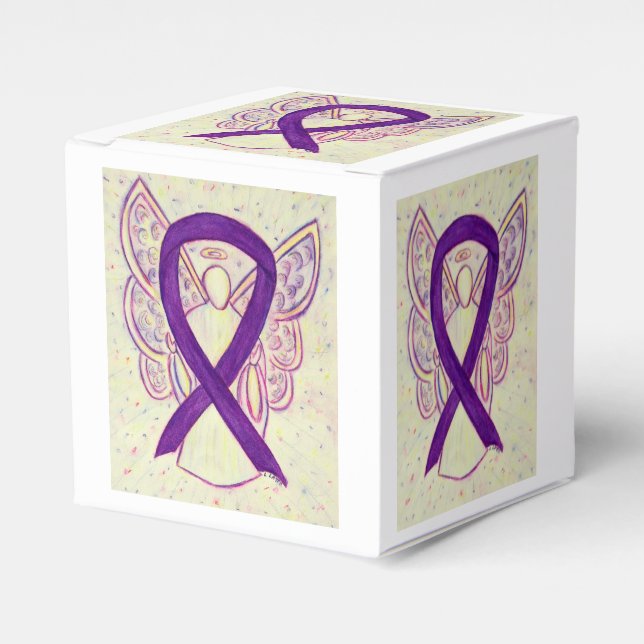 Lila Awareness Ribbon Angel Party Favoritbox Presentaskar (Framsidan Sidan)