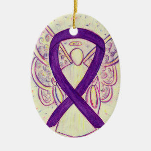 Lila Awareness Ribbon Angel Pendant Ornament