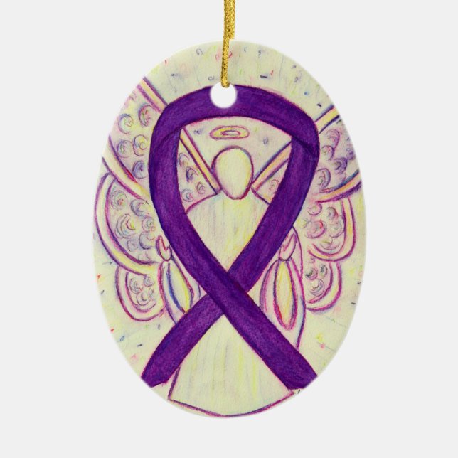 Lila Awareness Ribbon Angel Pendant Ornament (Framsidan)