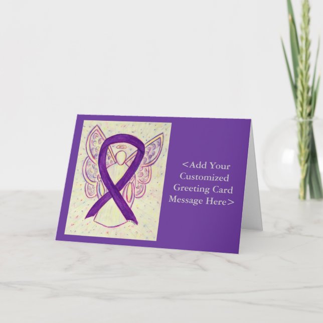 Lila Awareness Ribbon Angel Personlig Cards Kort (Framsida)