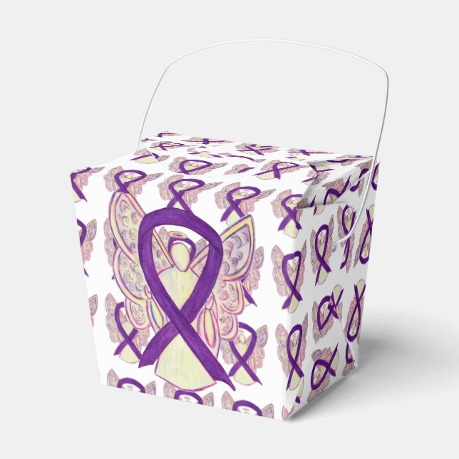 Lila Awareness Ribbon Angel tar ut favoritboxar Presentaskar (Framsidan Sidan)