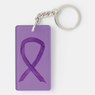 Lila Awareness Ribbon Anpassningsbar Art Keychain
