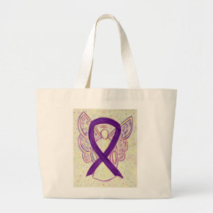 Lila Awareness Ribbon Anpassningsbar Art Tote Bag Jumbo Tygkasse