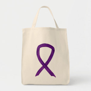 Lila Awareness Ribbon Anpassningsbar Art Tote Bag Tygkasse