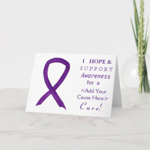 Lila Awareness Ribbon Anpassningsbar Cause Note Ca Kort