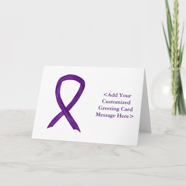 Lila Awareness Ribbon Anpassningsbar Note Card Kort (Framsida)