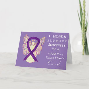 Lila Awareness Ribbon Anpassningsbar orsakar ängel Kort