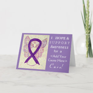 Lila Awareness Ribbon Anpassningsbar orsakar ängel Kort