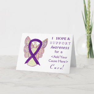 Lila Awareness Ribbon Anpassningsbar orsakar ängel Kort