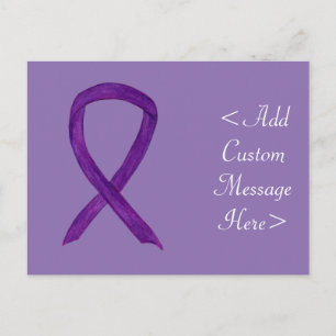 Lila Awareness Ribbon Anpassningsbar Postcard Vykort