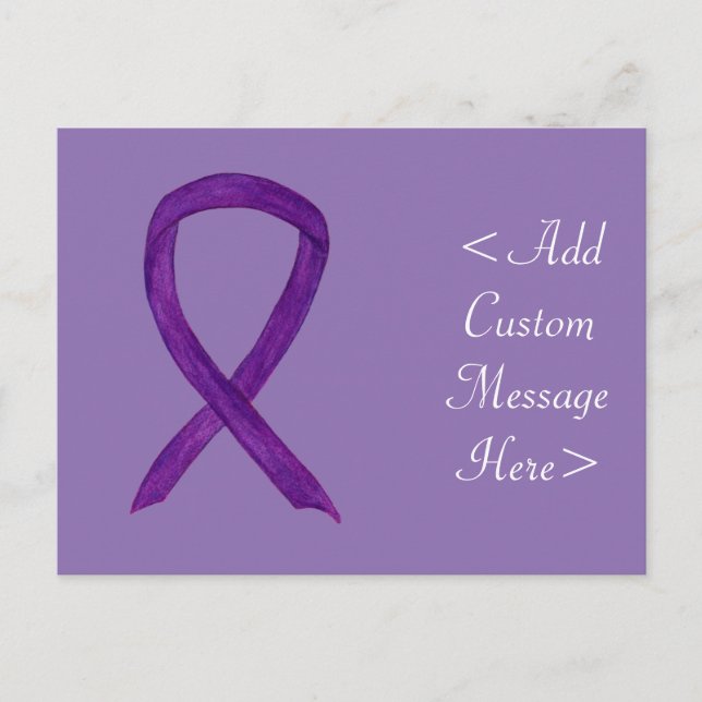 Lila Awareness Ribbon Anpassningsbar Postcard Vykort (Framsida)