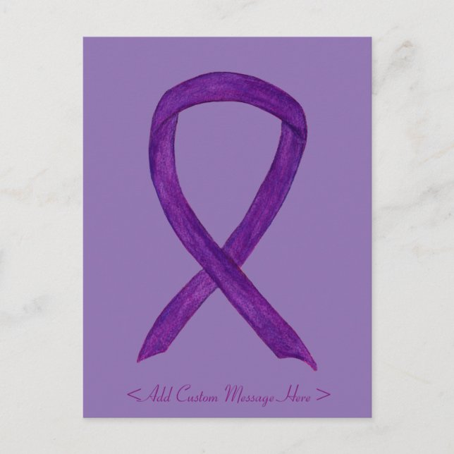 Lila Awareness Ribbon Anpassningsbar Postcard Vykort (Framsida)