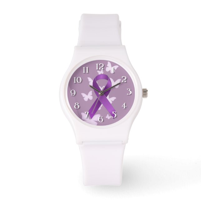 Lila Awareness Ribbon Armbandsur (Framsida)