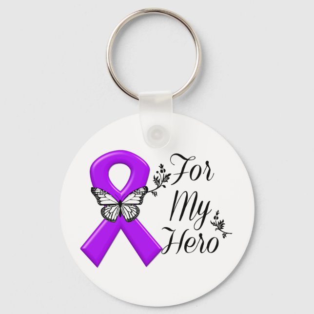 Lila Awareness Ribbon for My Hero Nyckelring (Framsida)