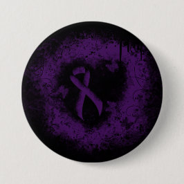 Lila Awareness Ribbon Grunge Heart Knapp
