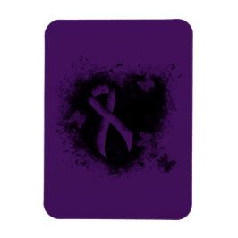 Lila Awareness Ribbon Grunge Heart Magnet