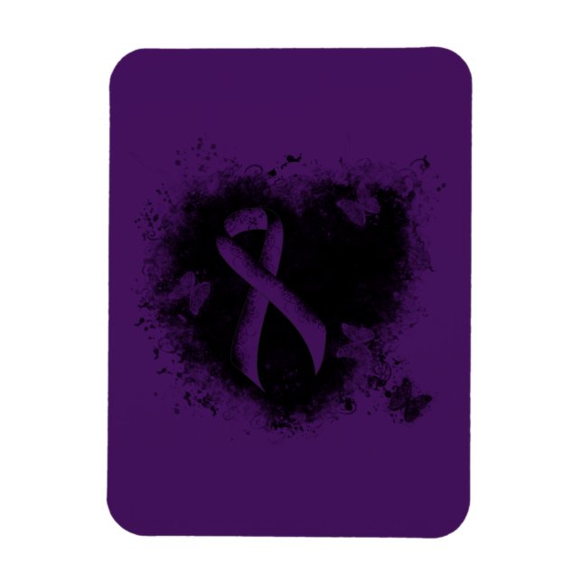 Lila Awareness Ribbon Grunge Heart Magnet (Vertikal)