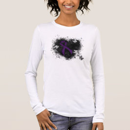 Lila Awareness Ribbon Grunge Heart T-shirt