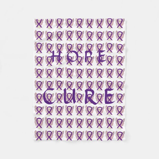 Lila Awareness Ribbon Hope Cure Angel Blanket Fleecefilt (Framsidan)