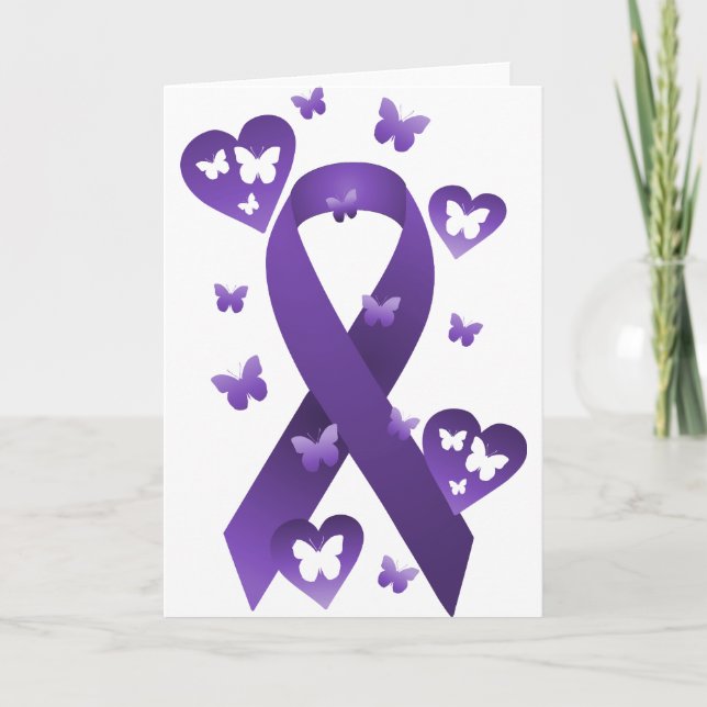 Lila Awareness Ribbon Kort (Framsida)