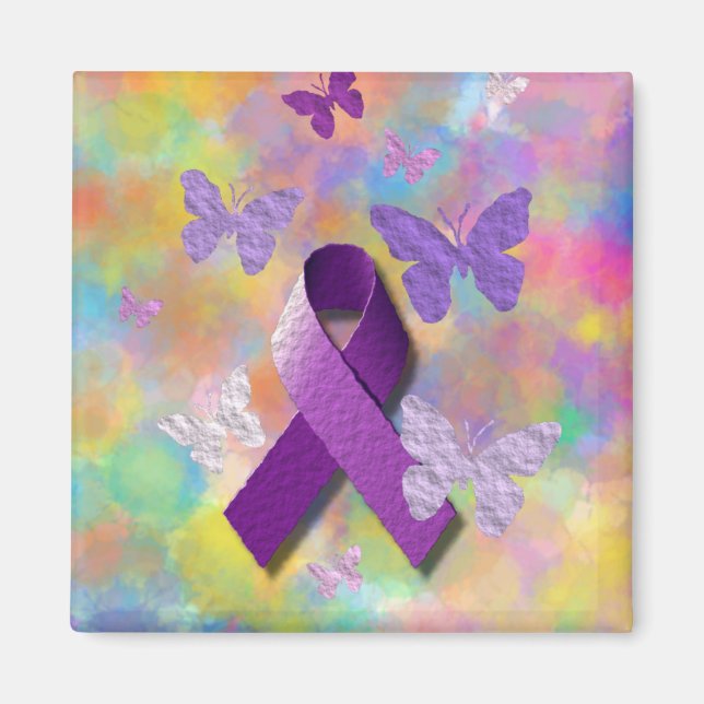 Lila Awareness Ribbon Magnet (Framsidan)