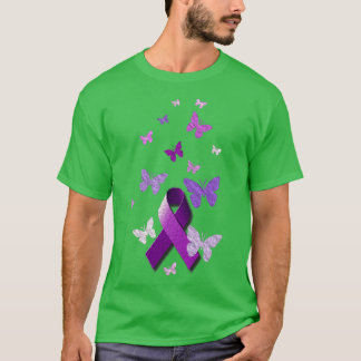 Lila Awareness Ribbon med Butterflies T Shirt