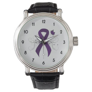 Lila Awareness Ribbon med Butterfly Armbandsur