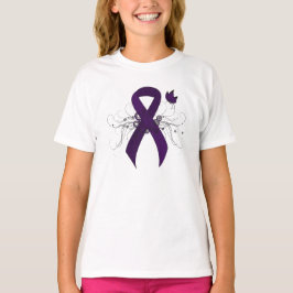 Lila Awareness Ribbon med Butterfly Tee Shirt