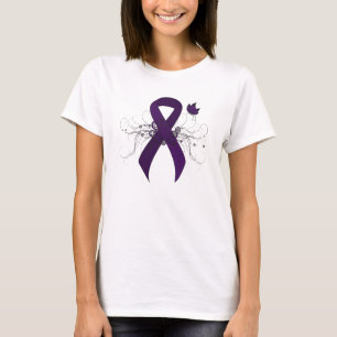 Lila Awareness Ribbon med Butterfly Tee Shirt