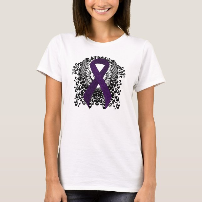 Lila Awareness Ribbon med Vingar Tröja (Framsida)