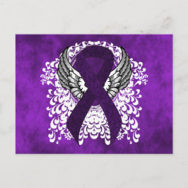 Lila Awareness Ribbon med Vingar Vykort