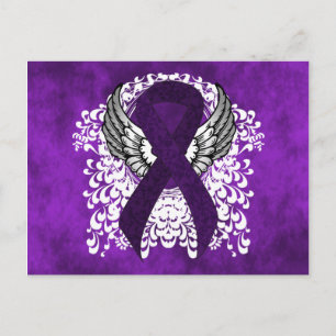 Lila Awareness Ribbon med Vingar Vykort