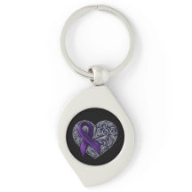 Lila Awareness Ribbon Metall Keychain