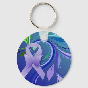 Lila Awareness Ribbon Nyckelring