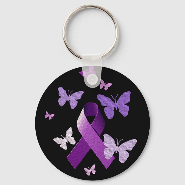 Lila Awareness Ribbon Nyckelring (Framsida)