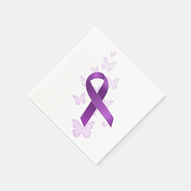 Lila Awareness Ribbon Pappersservett (Hörn)