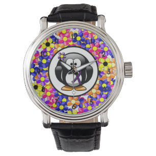 Lila Awareness Ribbon Penguin Armbandsur