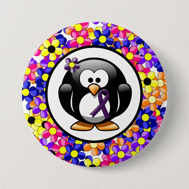 Lila Awareness Ribbon Penguin Knapp (Framsida)