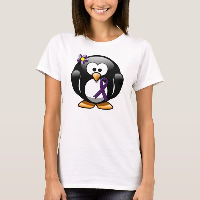 Lila Awareness Ribbon Penguin Tee (Framsida)